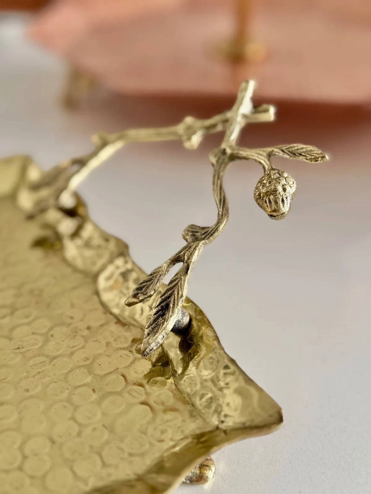 The Patti Golden Serving Tray, Leaf CloseUp