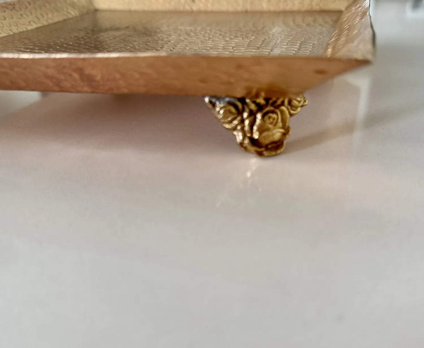 Copper Square Dinner Serving Platter, Stand