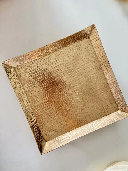 Copper Square Dinner Serving Platter, Side Angle