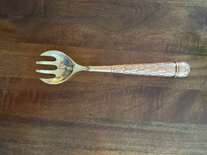 Hand Hammered Serving Spoon Gold Cutlery Set, Fork Flip Angle