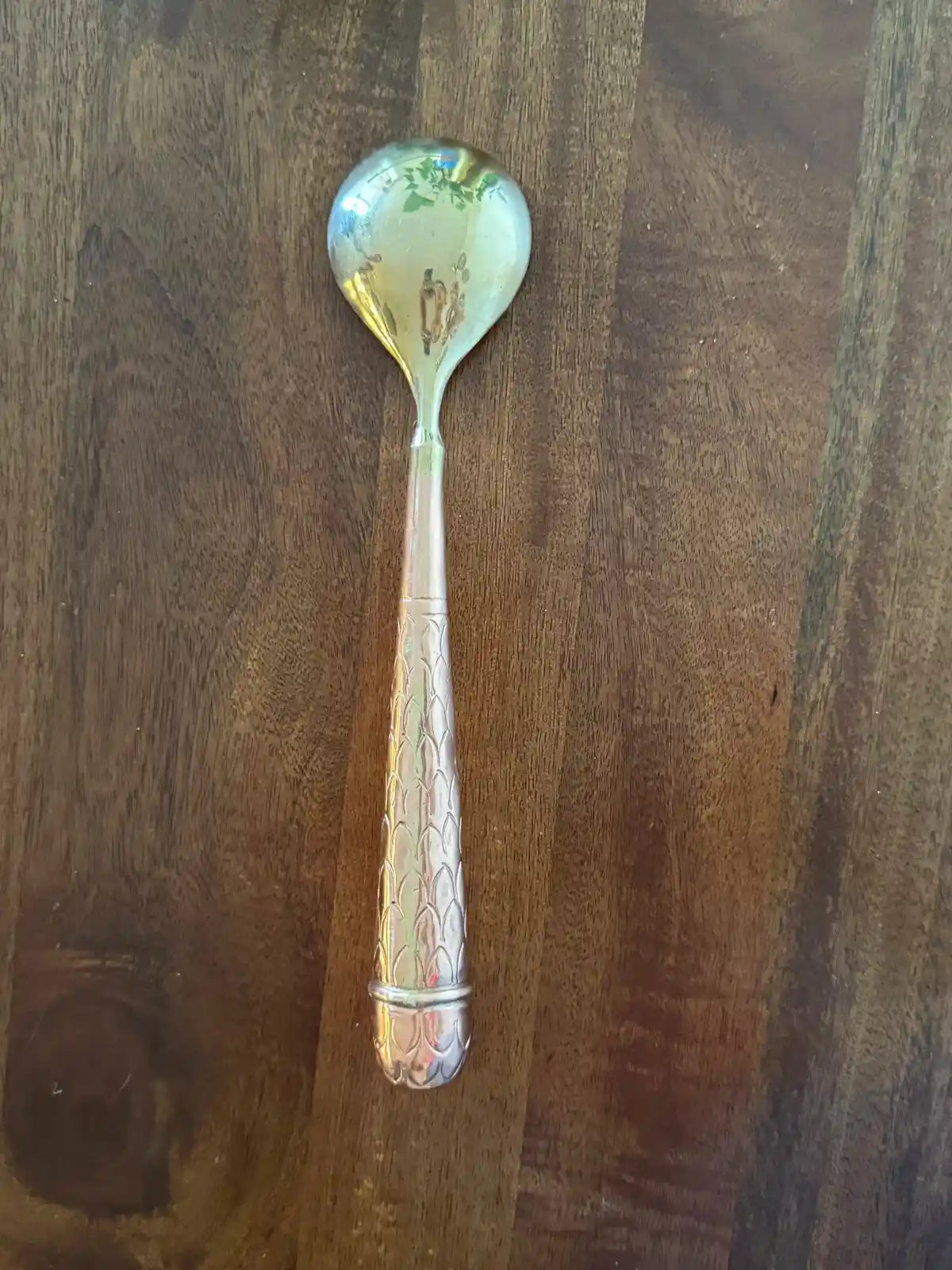 Hand Hammered Serving Spoon Gold Cutlery Set, Upside Down